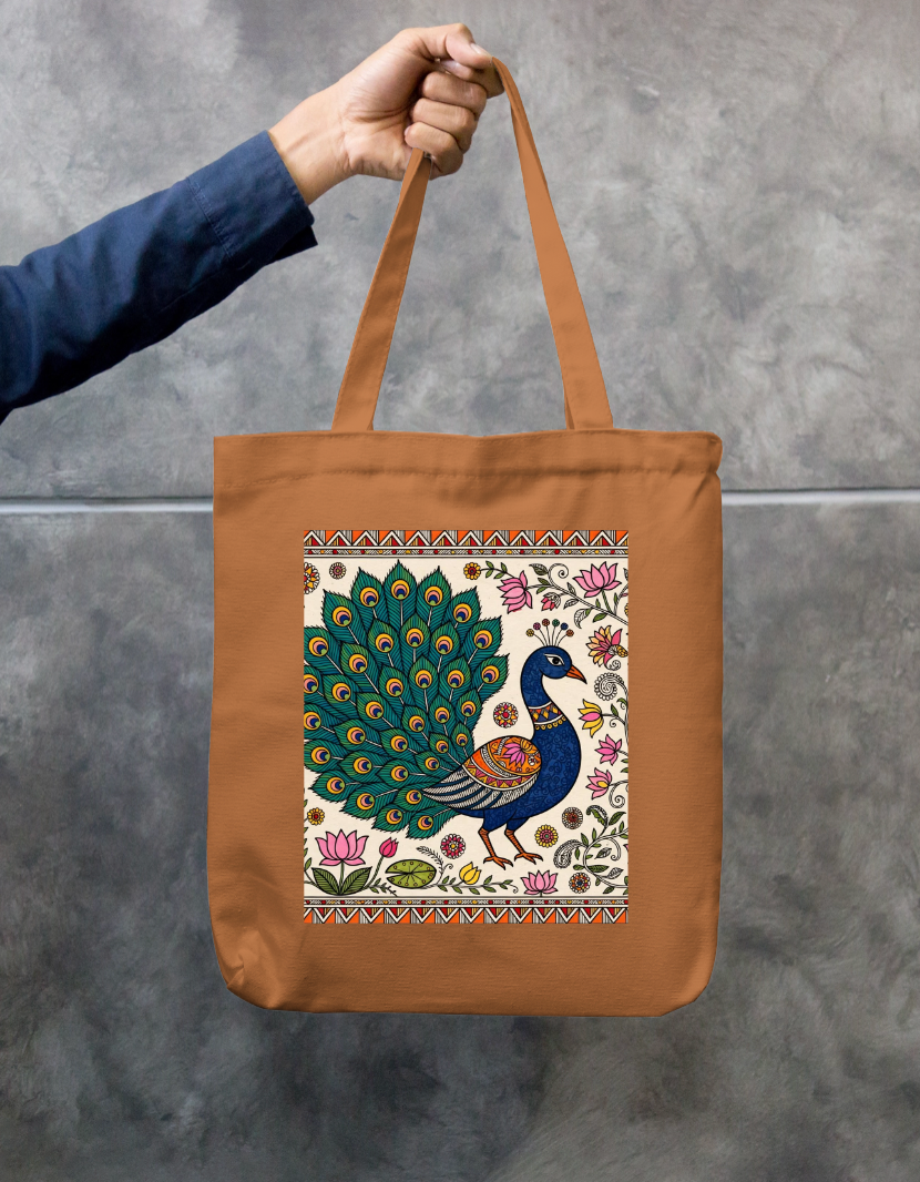 Peacock Art Tote Bag Zipper Tote Bag by @rd_digital_store