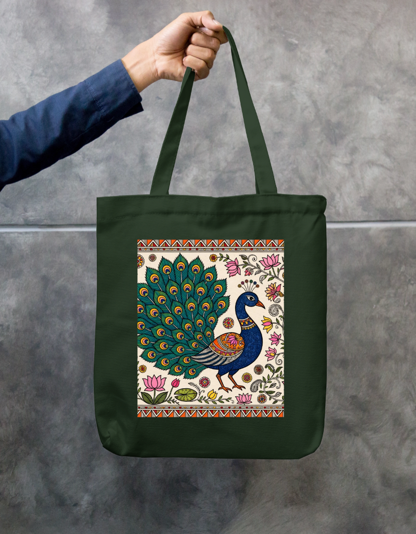 Peacock Art Tote Bag Zipper Tote Bag by @rd_digital_store