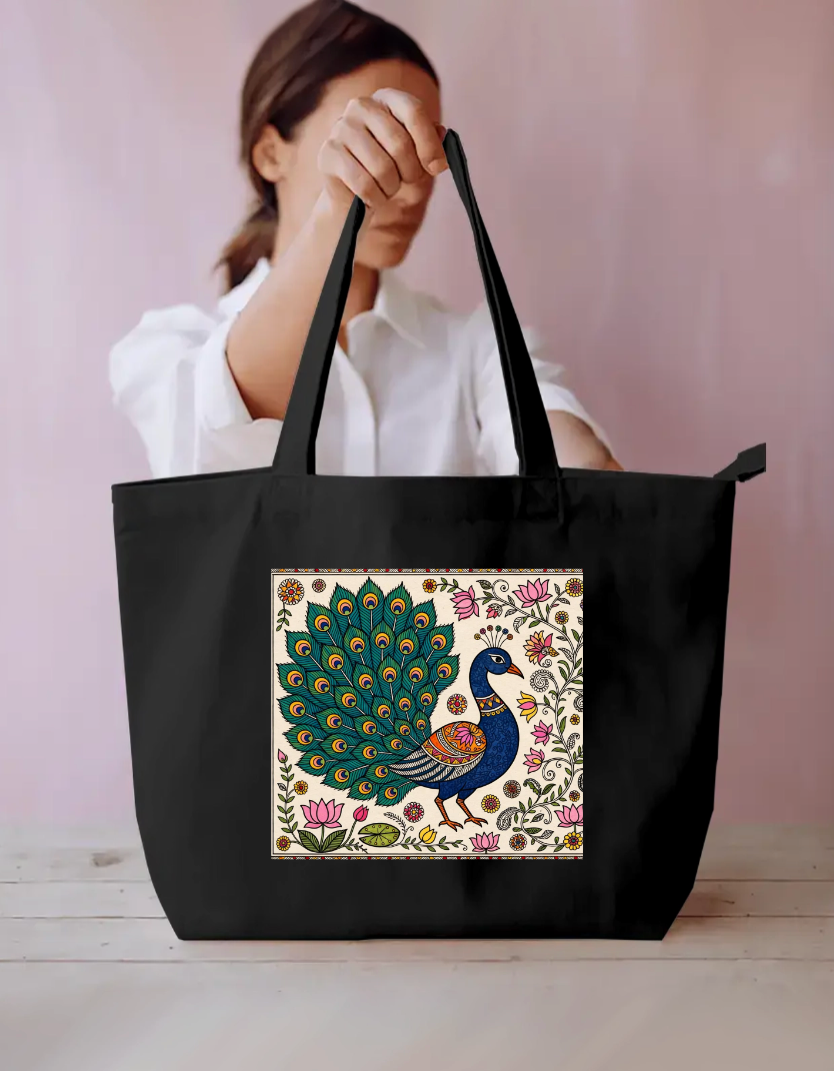 Peacock Art Tote Bag Everyday Large Tote Bag by @rd_digital_store