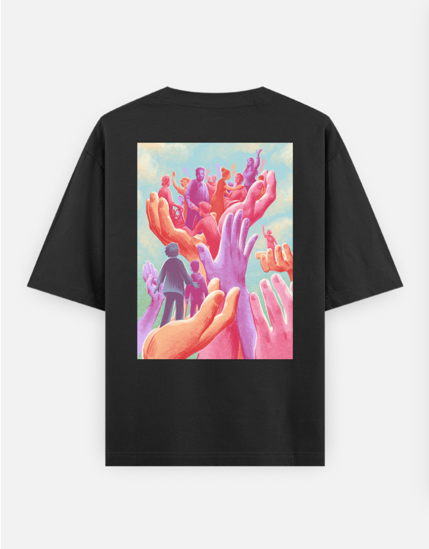 Cool hands Oversized T-shirt (Back print) by Elarte_08