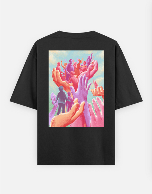 Cool hands Oversized T-shirt (Back print) by Elarte_08
