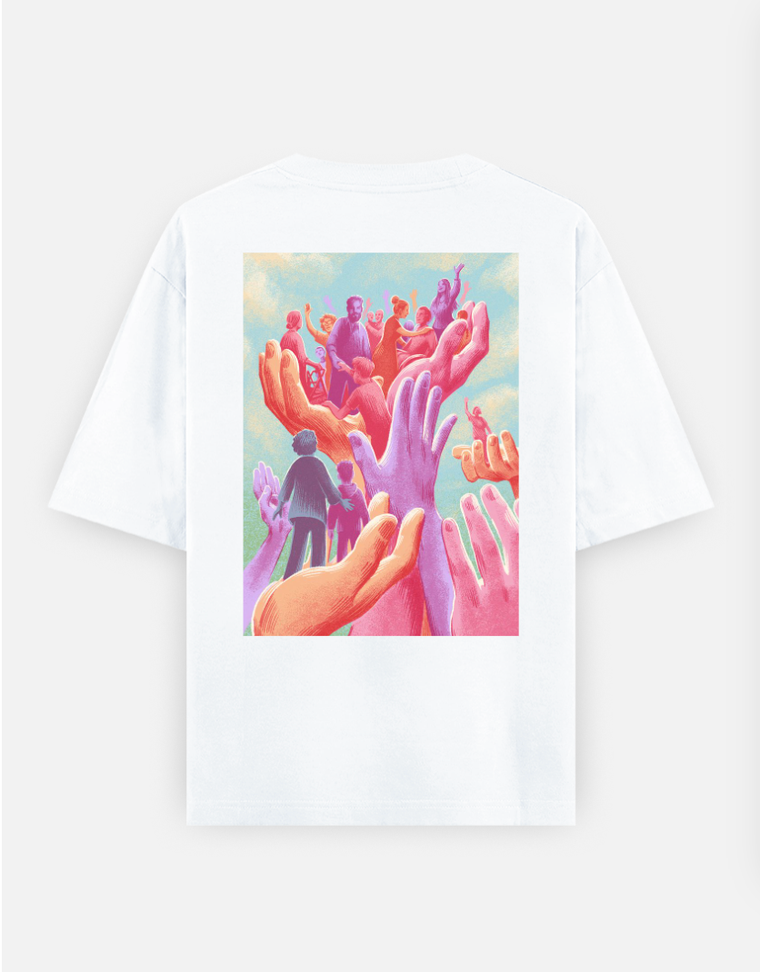 Cool hands Oversized T-shirt (Back print) by Elarte_08