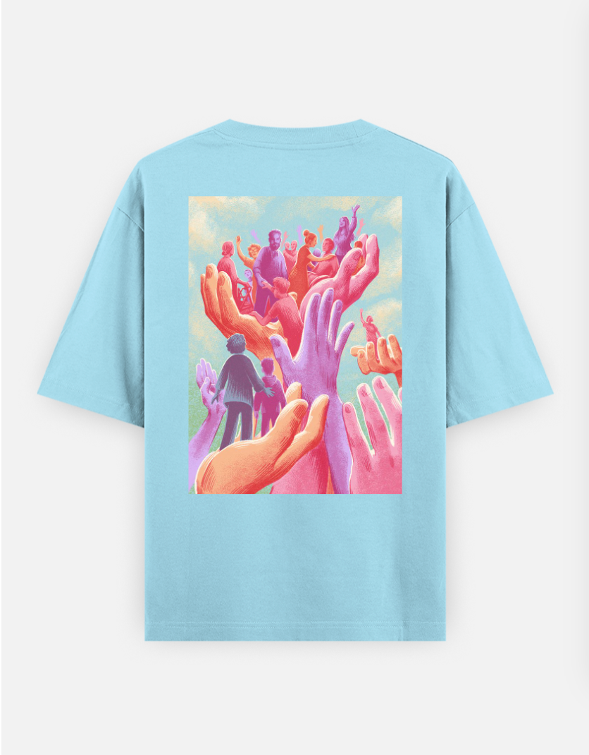 Cool hands Oversized T-shirt (Back print) by Elarte_08