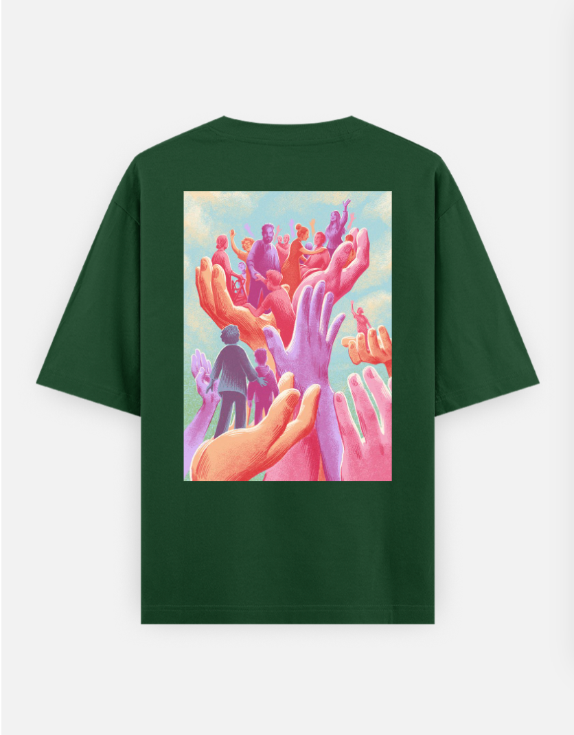 Cool hands Oversized T-shirt (Back print) by Elarte_08
