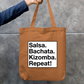 Salsa. Bachata. Kizomba. Repeat! Zipper Tote Bag by @adimazter