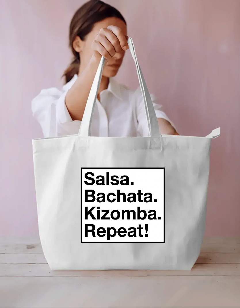 Salsa. Bachata. Kizomba. Repeat! Everyday Large Tote Bag by @adimazter