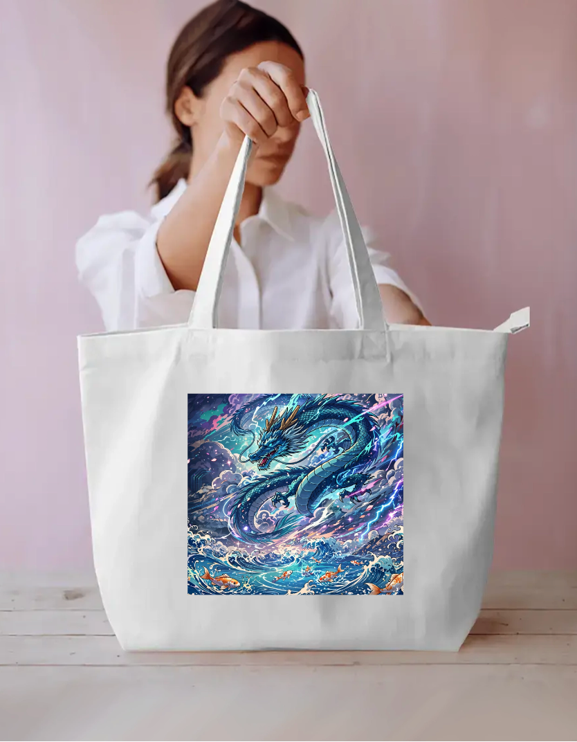 Dragon Art Tote Bag Everyday Large Tote Bag by @rd_digital_store