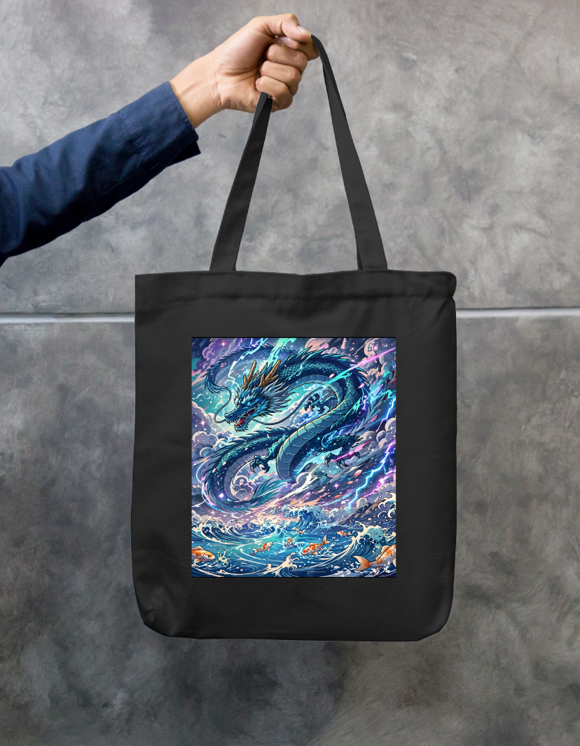 Dragon Art Tote Bag Zipper Tote Bag by @rd_digital_store