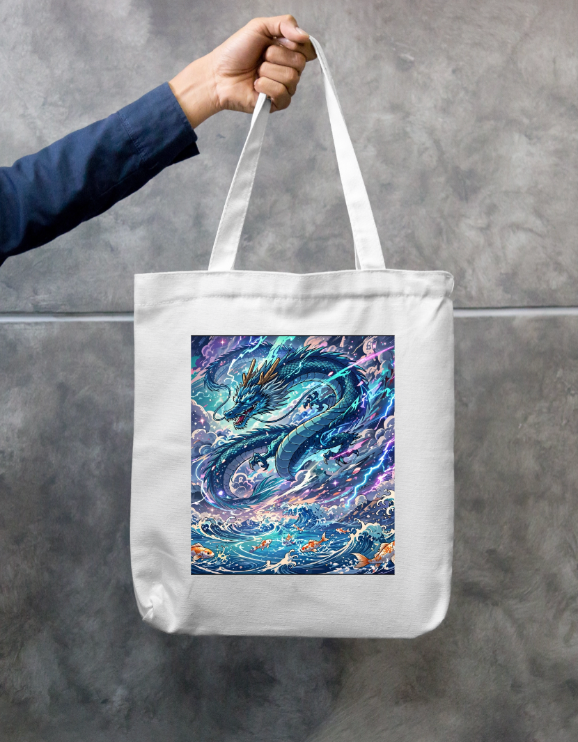 Dragon Art Tote Bag Zipper Tote Bag by @rd_digital_store