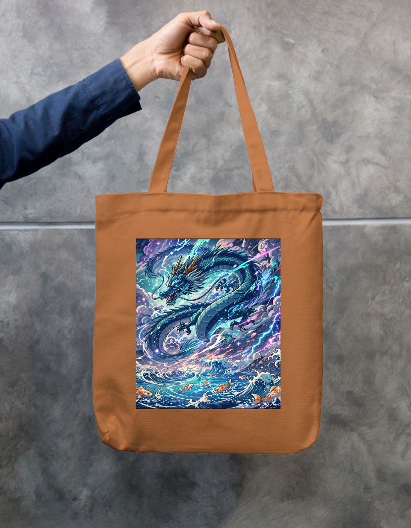 Dragon Art Tote Bag Zipper Tote Bag by @rd_digital_store