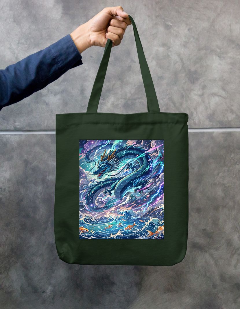 Dragon Art Tote Bag Zipper Tote Bag by @rd_digital_store