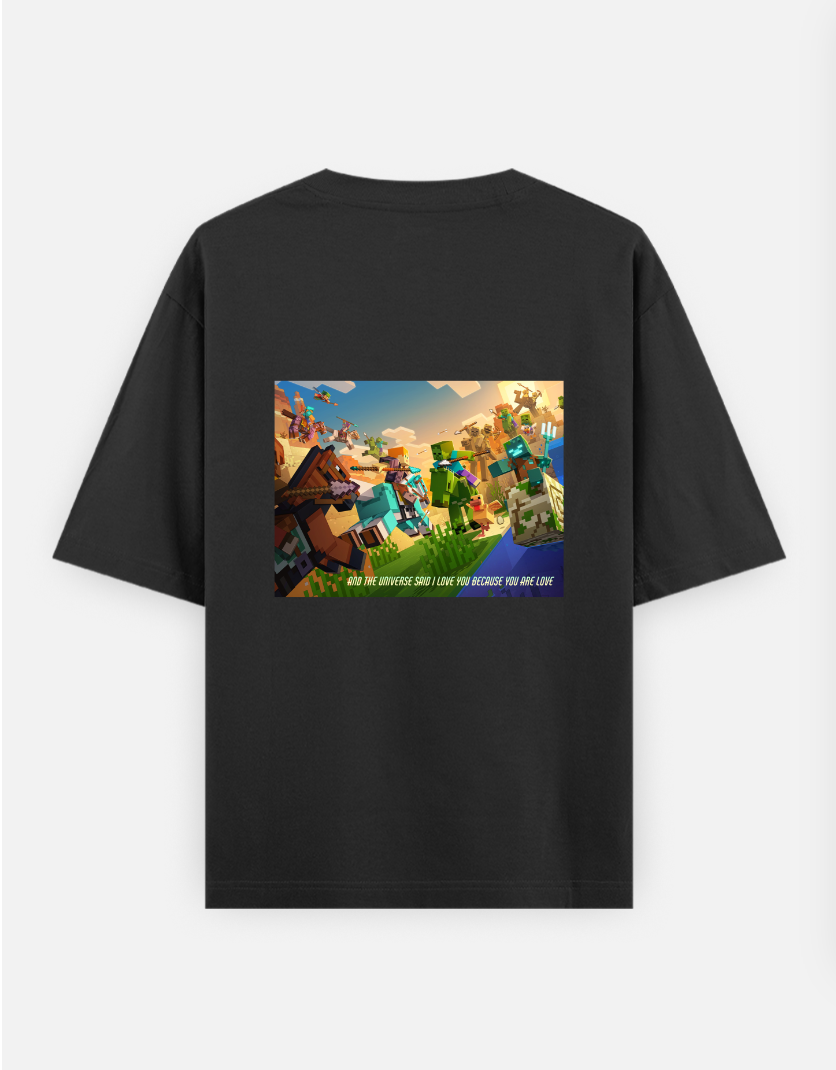 Minecraft Love Oversized T-shirt (Back print) by Elarte_08