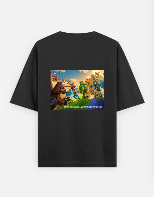 Minecraft Love Oversized T-shirt (Back print) by Elarte_08