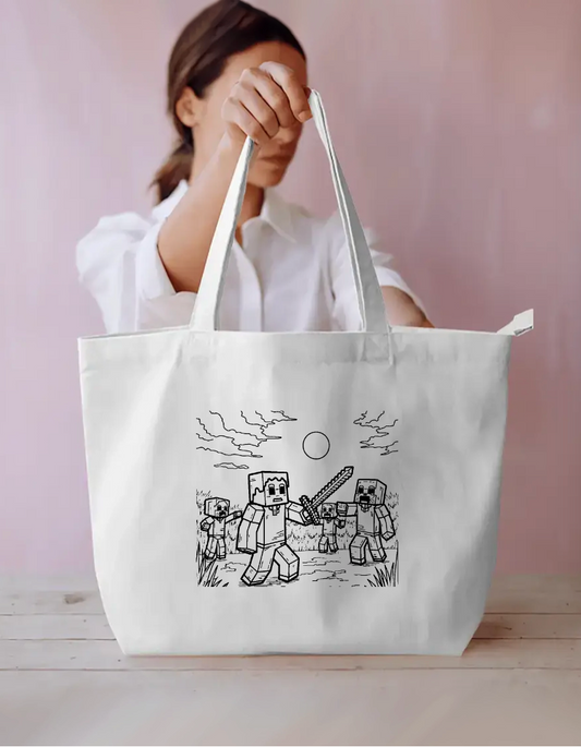 Zombie Minecraft Everyday Large Tote Bag by Elarte_08
