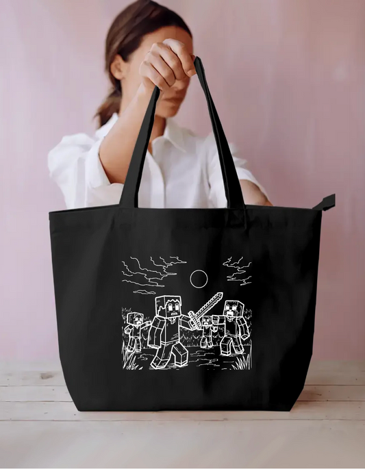 Zombie Minecraft Everyday Large Tote Bag by Elarte_08