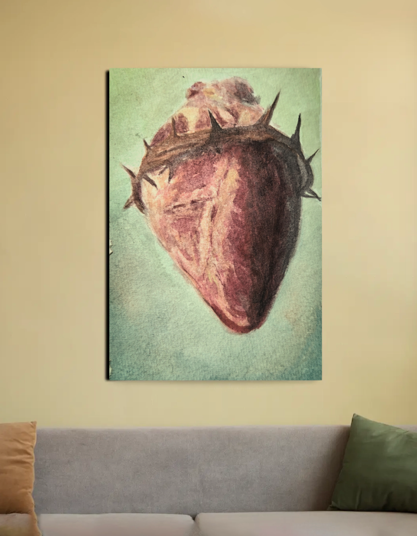 Heart with thorns 20"x30" Canvas Poster by @golden.art.brush_