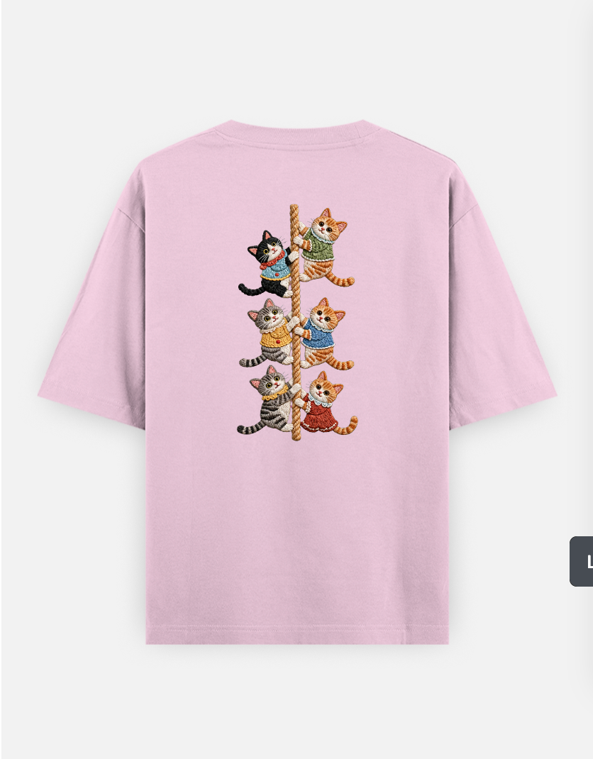 Climbing cats Oversized T-shirt (Back print) by VIMAL R