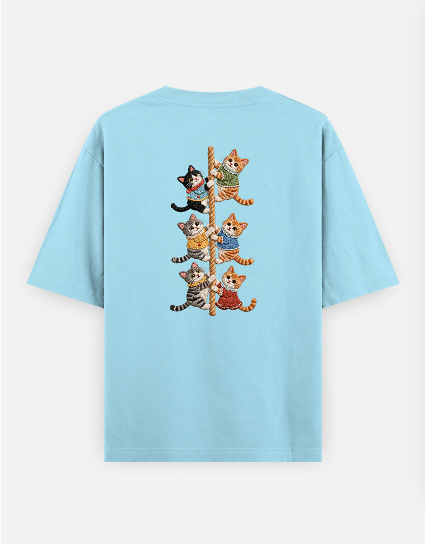 Climbing cats Oversized T-shirt (Back print) by VIMAL R