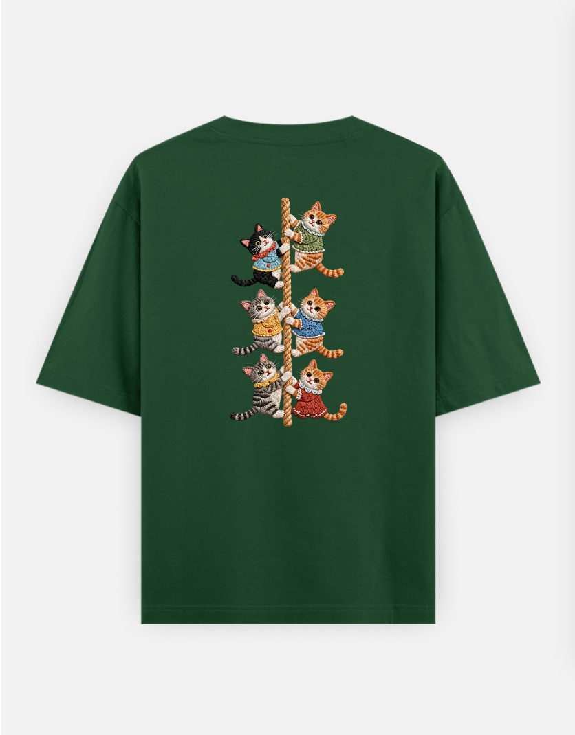 Climbing cats Oversized T-shirt (Back print) by VIMAL R