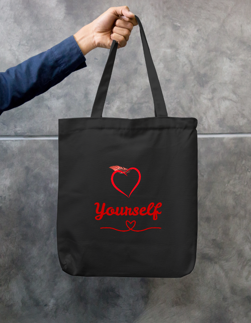 Love Yourself Heart Quote Design-Self Love - Tote Bag Zipper Tote Bag by Germila