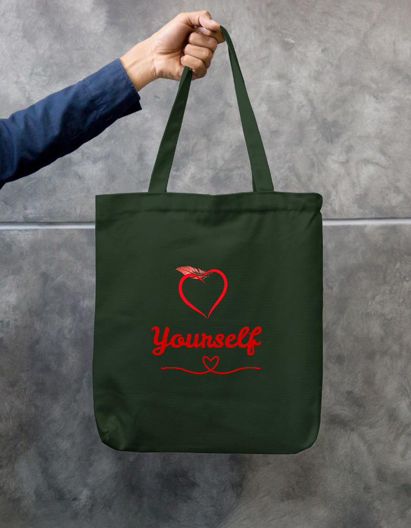 Love Yourself Heart Quote Design-Self Love - Tote Bag Zipper Tote Bag by Germila