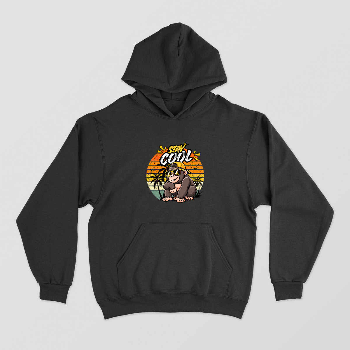 Stay Cool Gorilla - Retro Sunset - Hoodie Unisex Hoodie by GV Creations