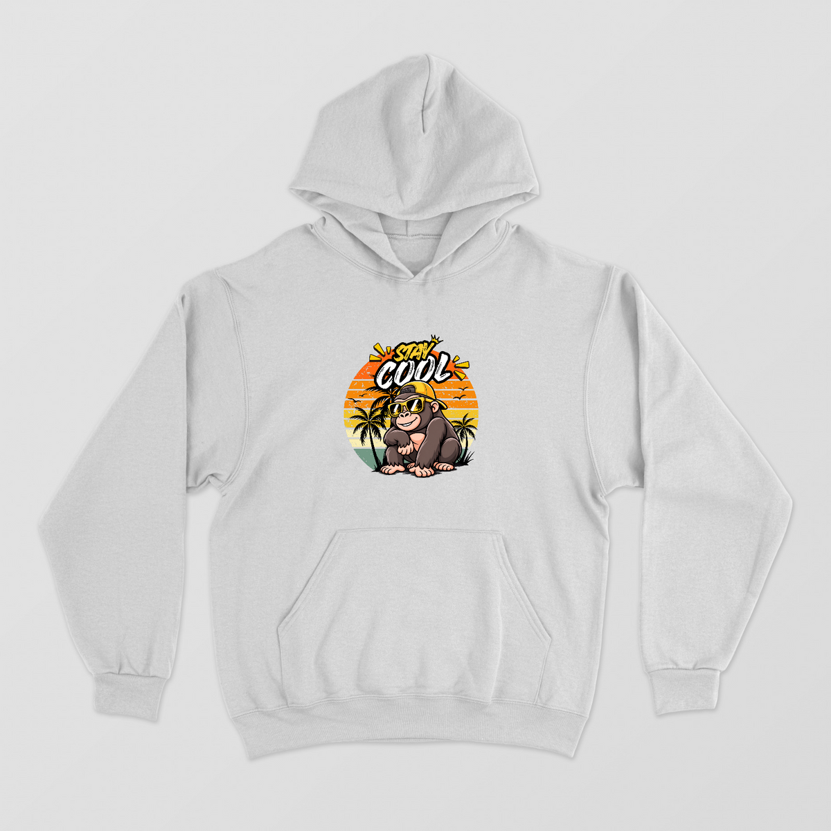Stay Cool Gorilla - Retro Sunset - Hoodie Unisex Hoodie by GV Creations