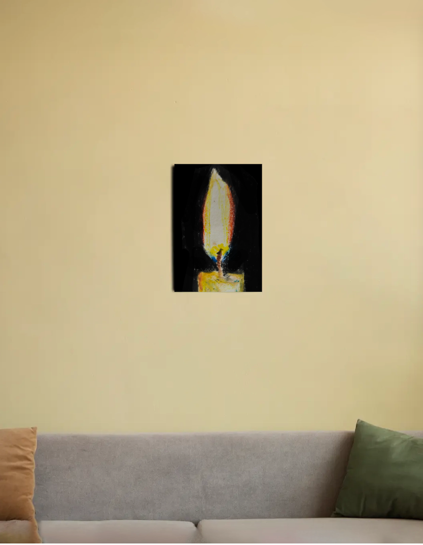 Burning candle 8"x12" Canvas Poster by @golden.art.brush_