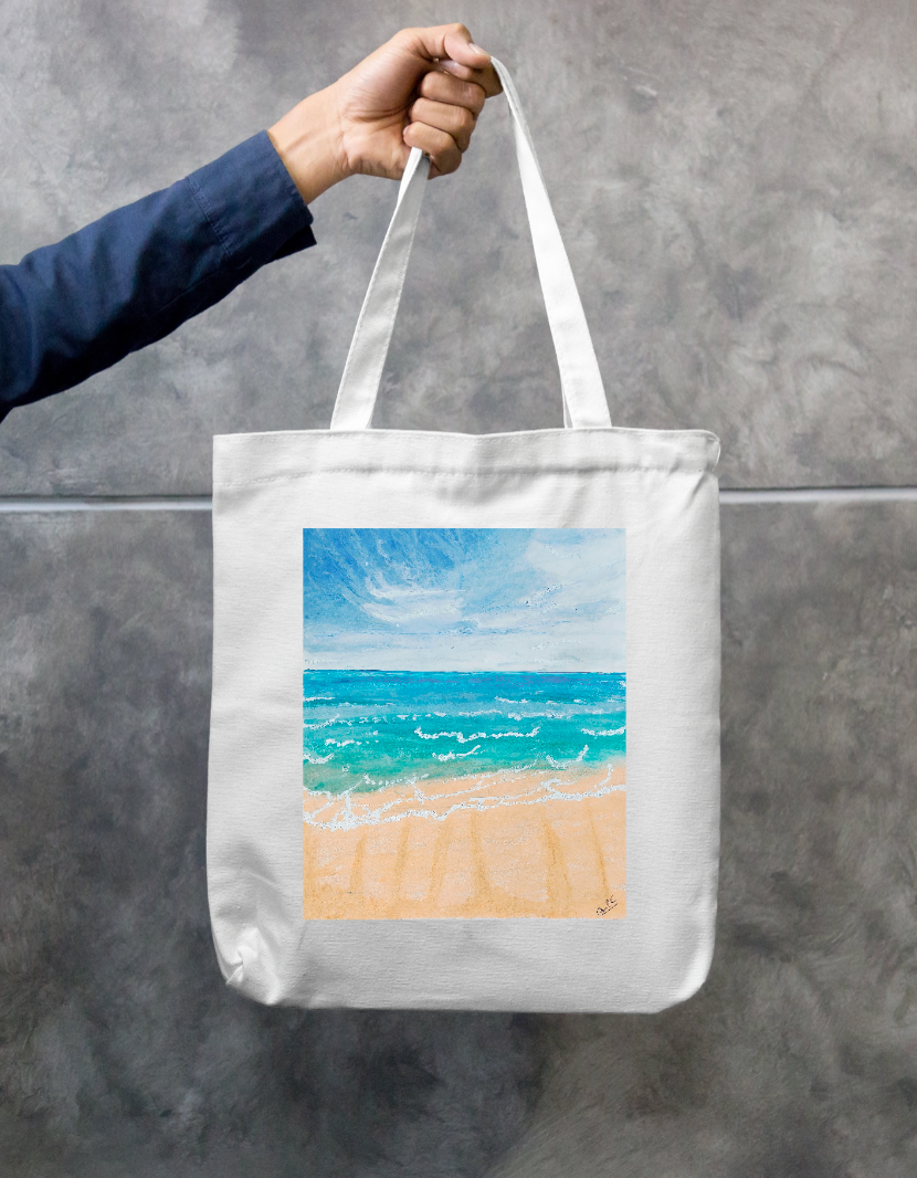 Beach Zipper Tote Bag by @onehourarts