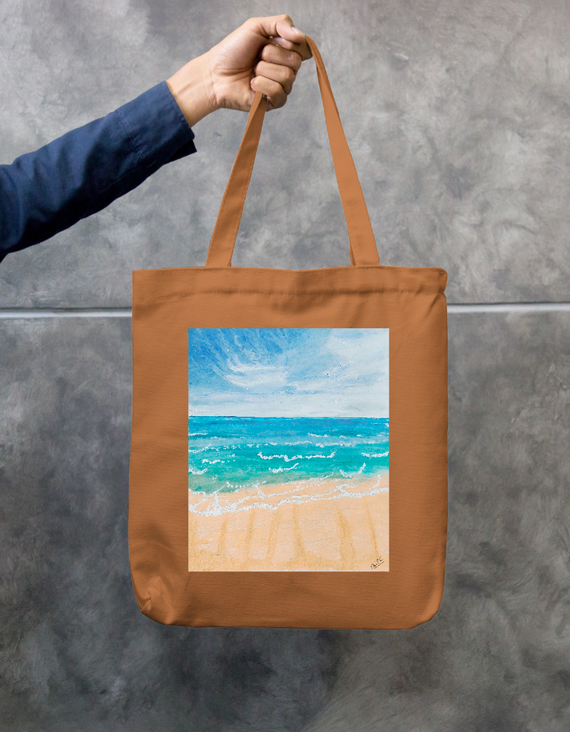 Beach Zipper Tote Bag by @onehourarts