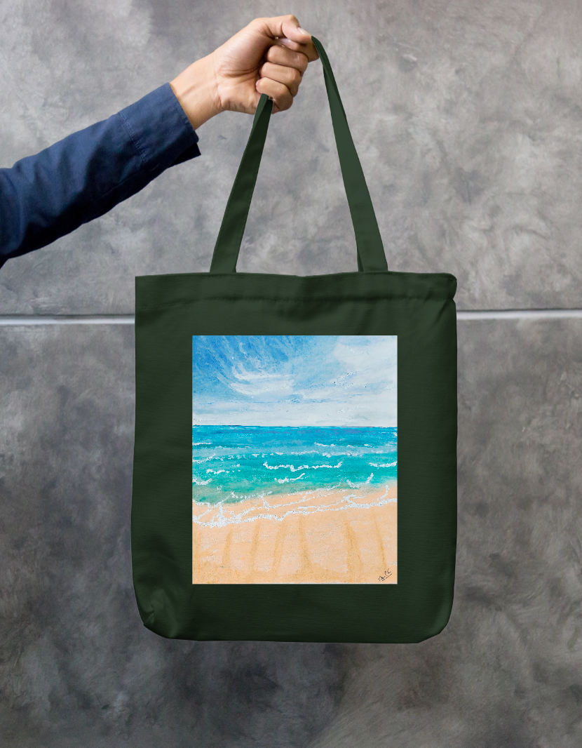 Beach Zipper Tote Bag by @onehourarts