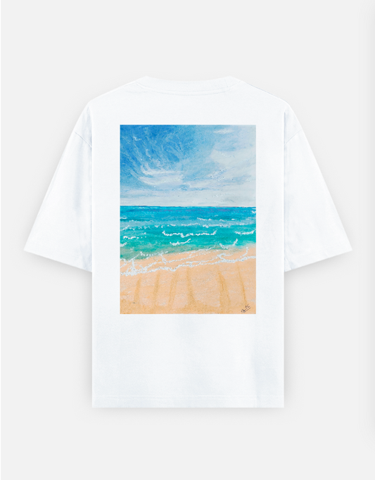 Beach Oversized T-shirt (Back print) by @onehourarts