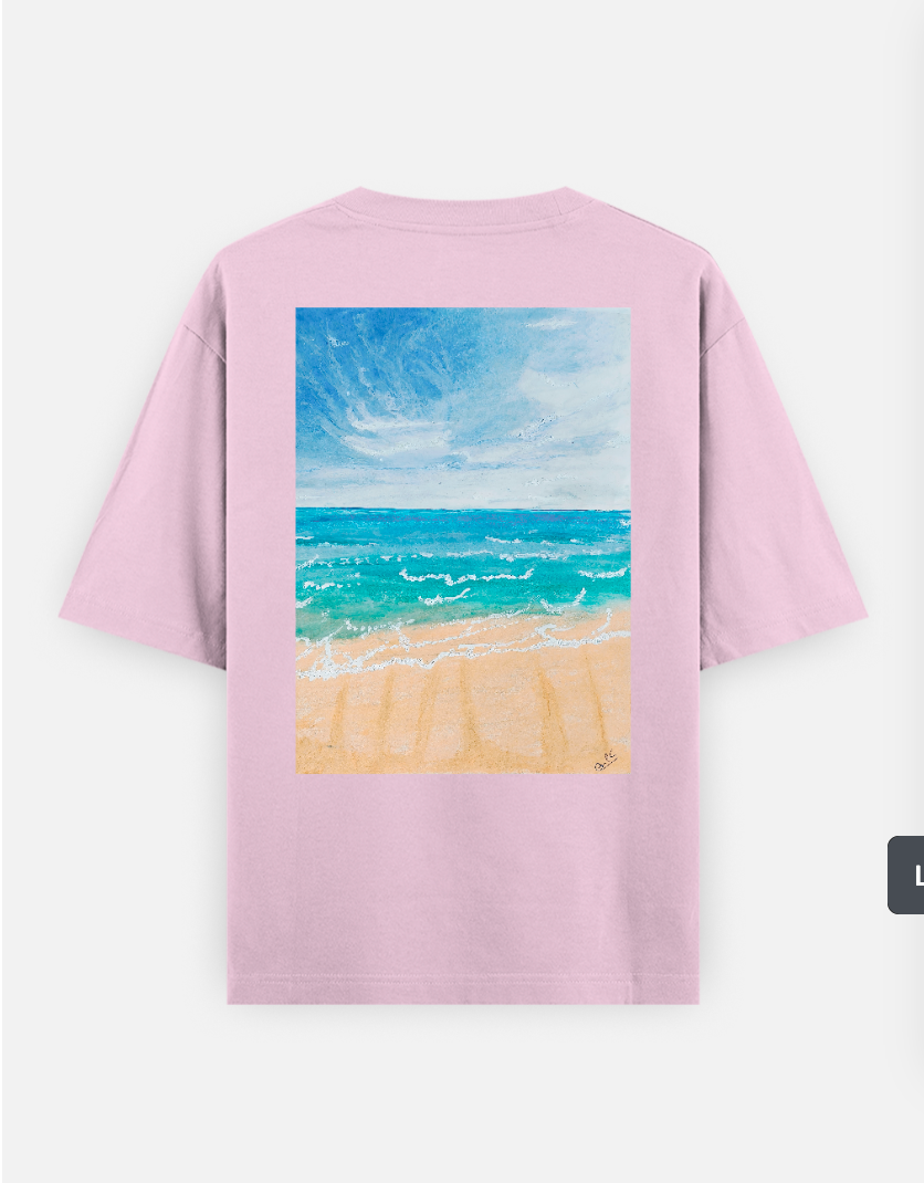 Beach Oversized T-shirt (Back print) by @onehourarts