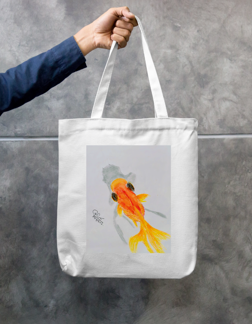 Goldfish Zipper Tote Bag by @onehourarts