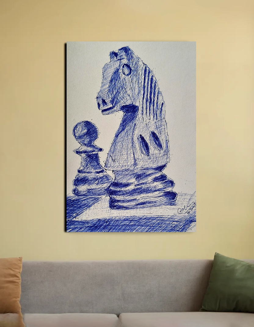 Knight vs pawn 20"x30" Canvas Poster by @onehourarts