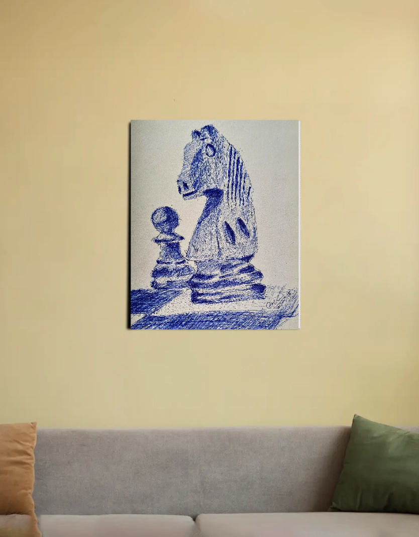 Knight vs pawn 16"x20" Canvas Poster by @onehourarts