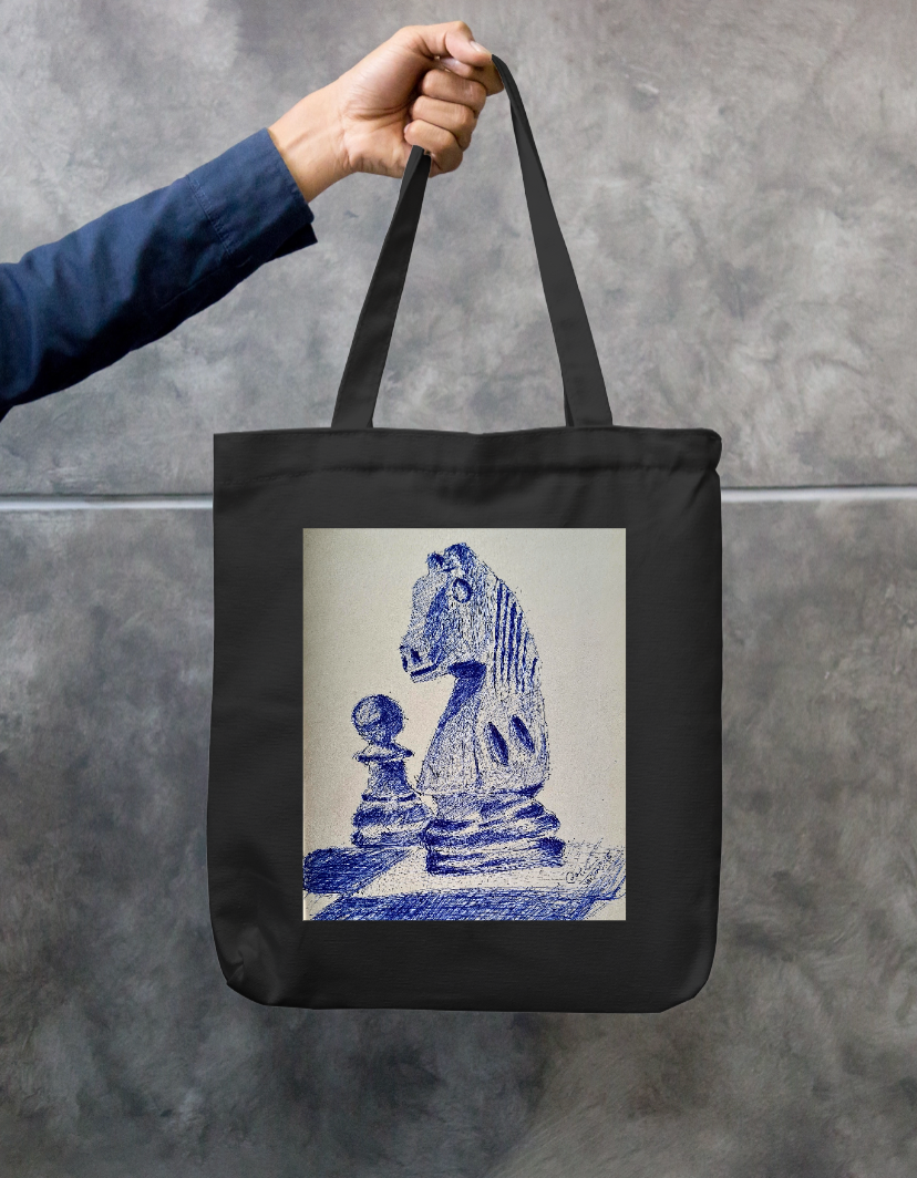 knight vs Pawn Zipper Tote Bag by @onehourarts
