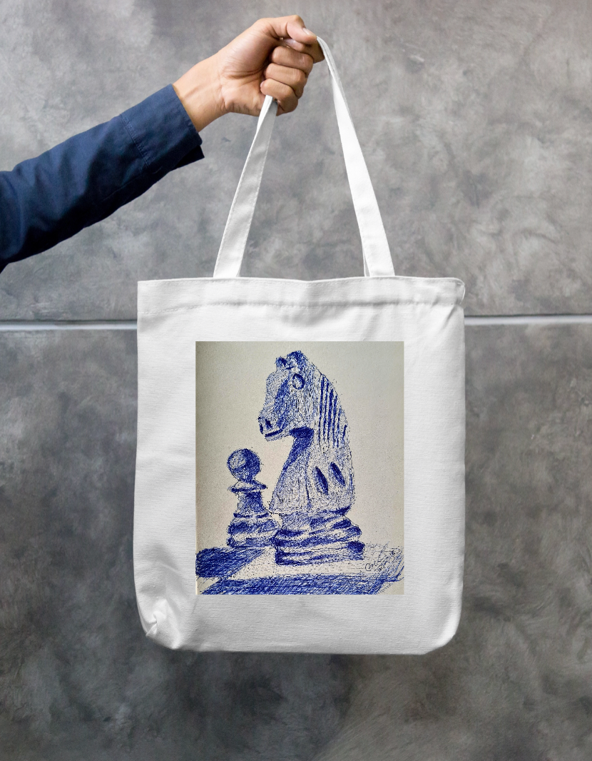 knight vs Pawn Zipper Tote Bag by @onehourarts