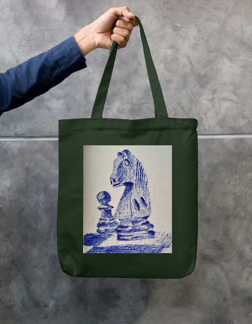 knight vs Pawn Zipper Tote Bag by @onehourarts