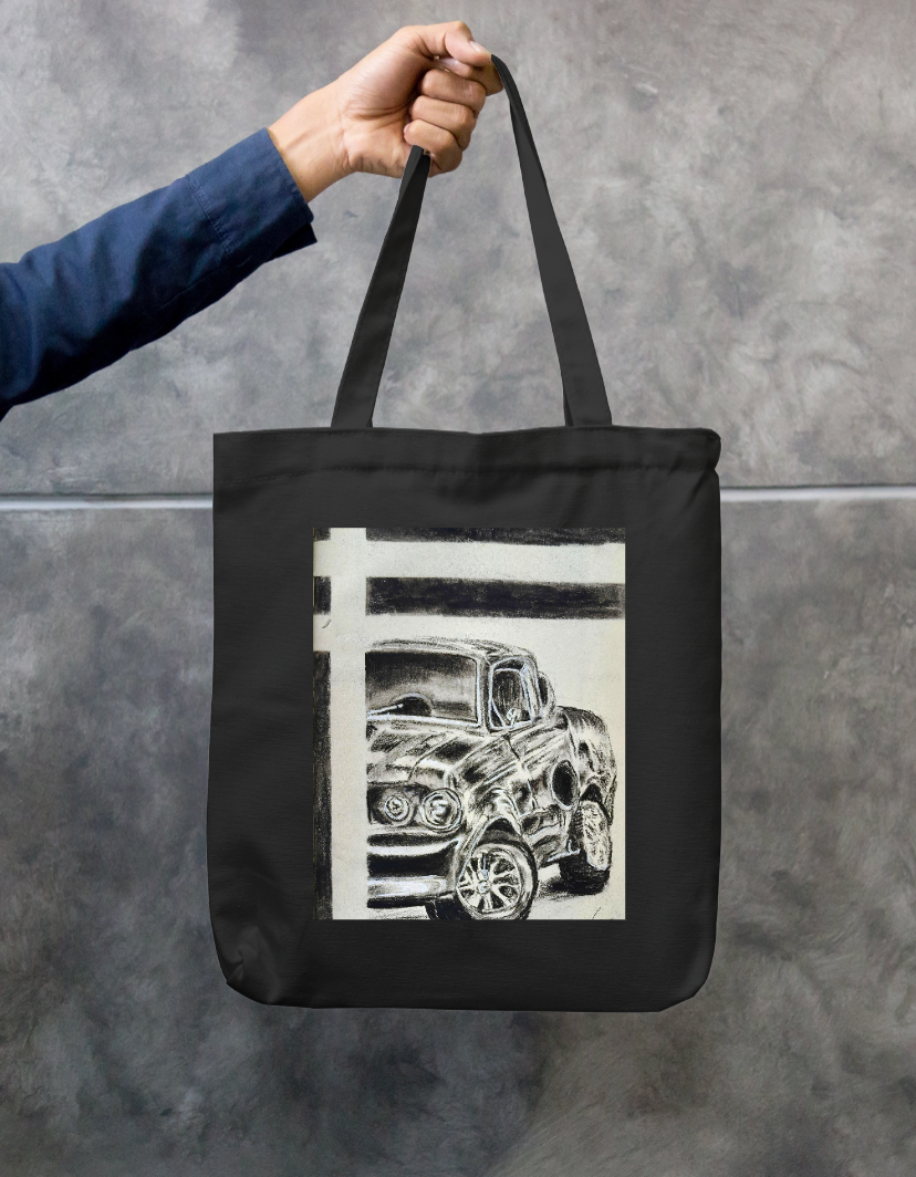 Charcoal Art Zipper Tote Bag by @onehourarts
