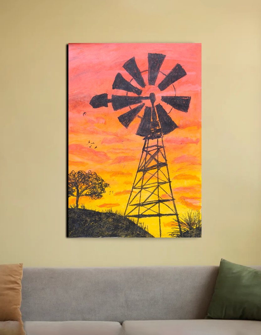Windmill 20"x30" Canvas Poster by @onehourarts
