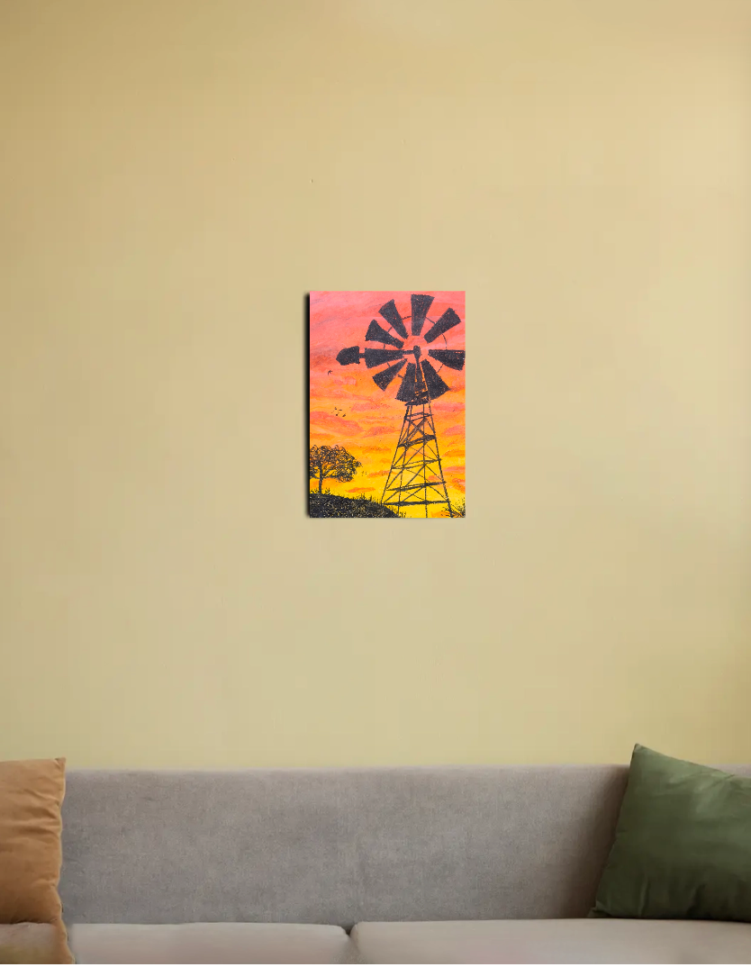 Windmill 8"x12" Canvas Poster by @onehourarts