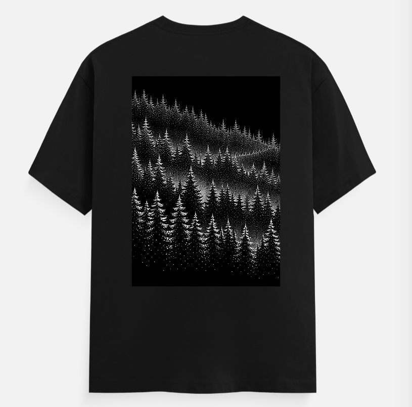 Minimal dot art forst Unisex T-shirt back print by JM arts