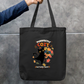 Purrfectly Cozy Black Cat Autumn Leaves Fall Design Zipper Tote Bag by GV Creations