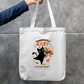Purrfectly Cozy Black Cat Autumn Leaves Fall Design Zipper Tote Bag by GV Creations