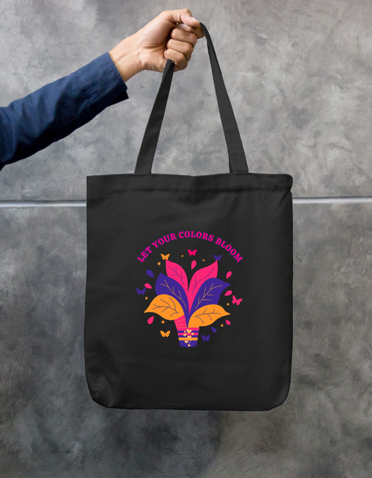 Let Your Colors Bloom | Colorful Floral Inspirational Design Zipper Tote Bag by GV Creations