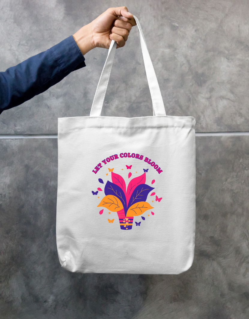 Let Your Colors Bloom | Colorful Floral Inspirational Design Zipper Tote Bag by GV Creations