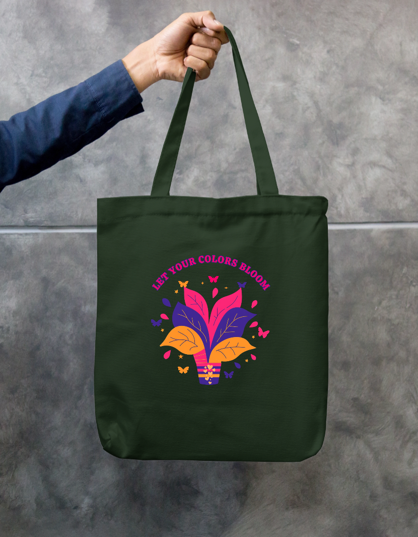 Let Your Colors Bloom | Colorful Floral Inspirational Design Zipper Tote Bag by GV Creations