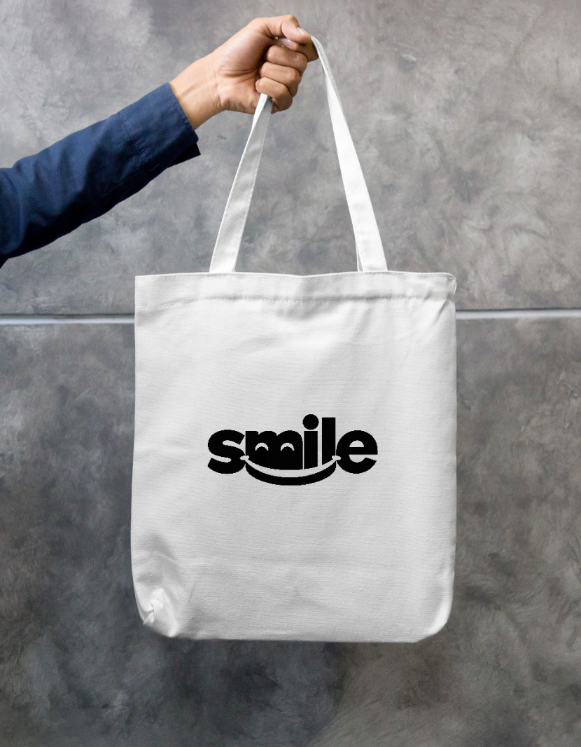 Smile Zipper Tote Bag by JM arts