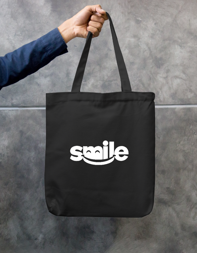 Smile Zipper Tote Bag by JM arts